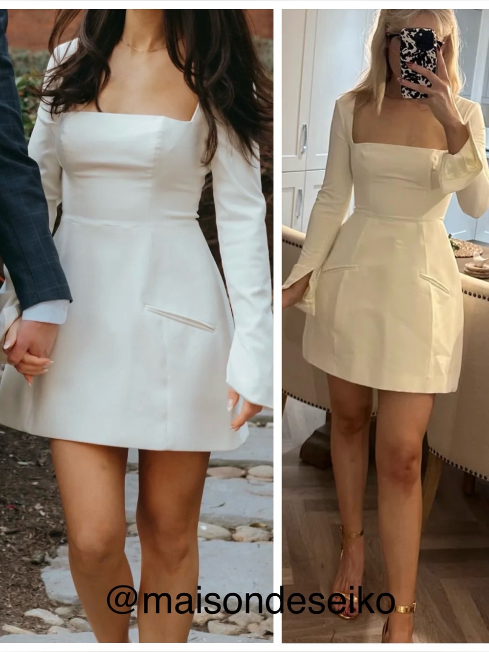 NWT Oh Polly Mini Dress White Taesha Long Sleeve Wedding Bridal size 6 Long